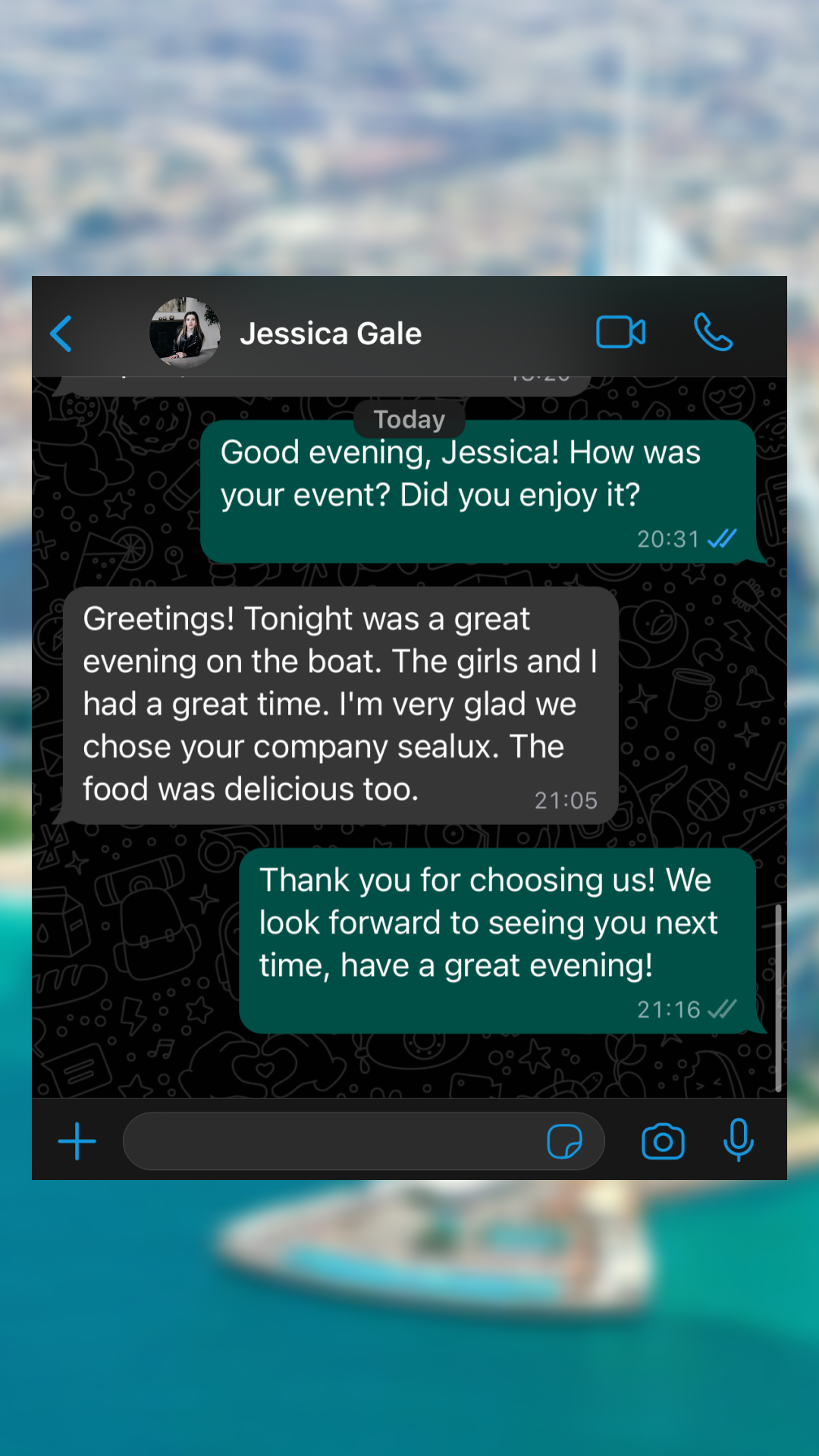 SeaLux guest WhatsApp review