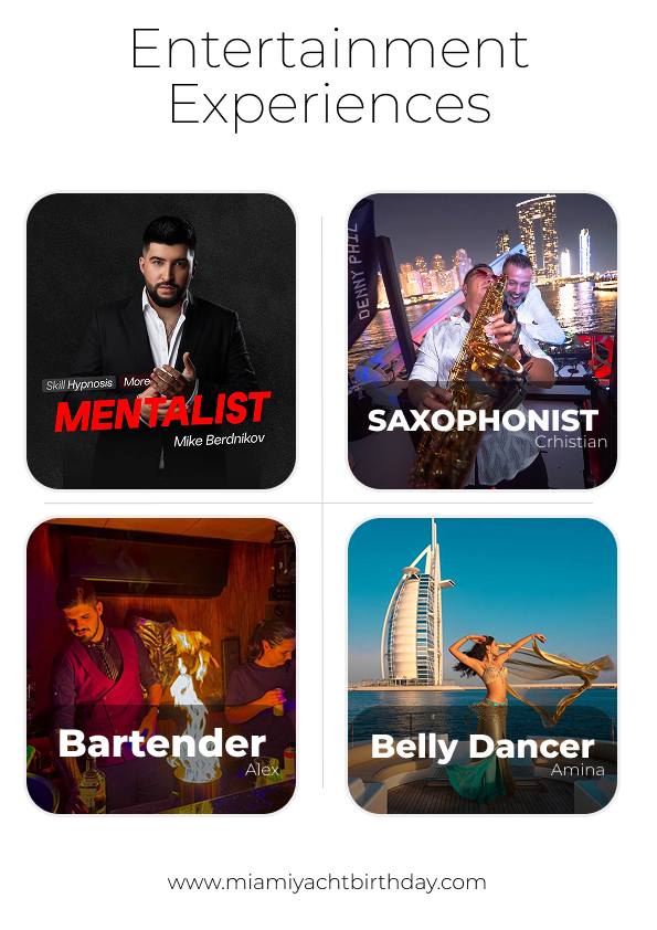 Mentalist, Saxophonist, Bartender, Belly Dancer