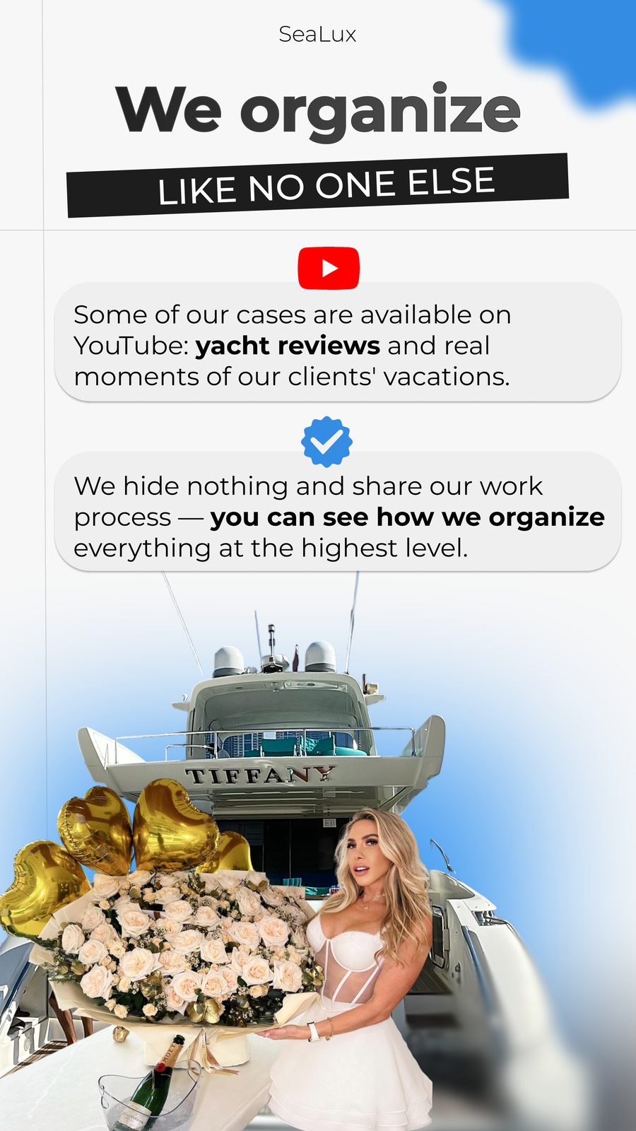 We organize like no one else - see our real charters on YouTube